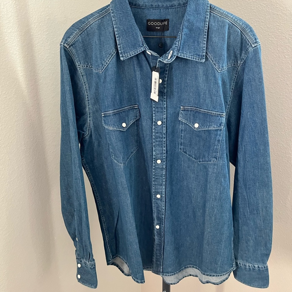 Goodlife, large, denim snap shirt